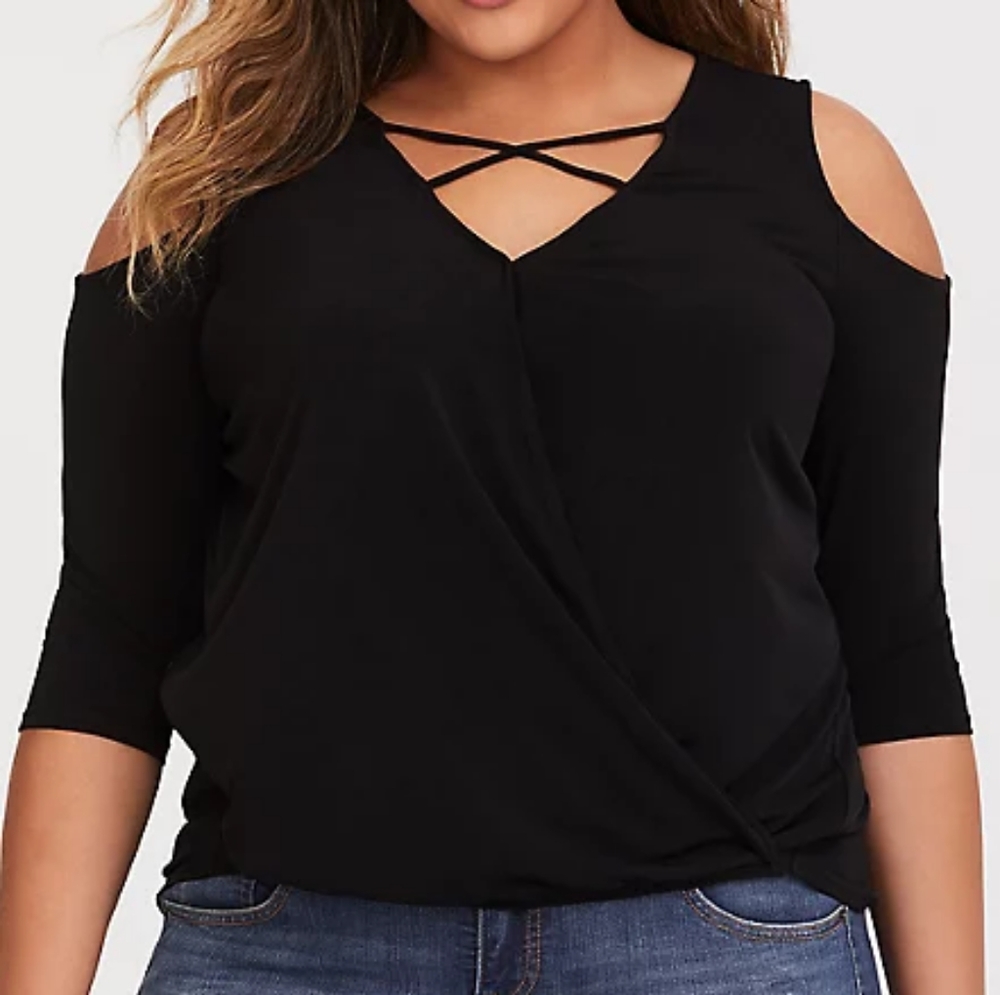 Torrid Cold Shoulder Cross Front Top